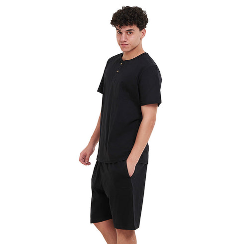 بيجامة رجالي صيفي تيشيرت اسود+ شورت اسود